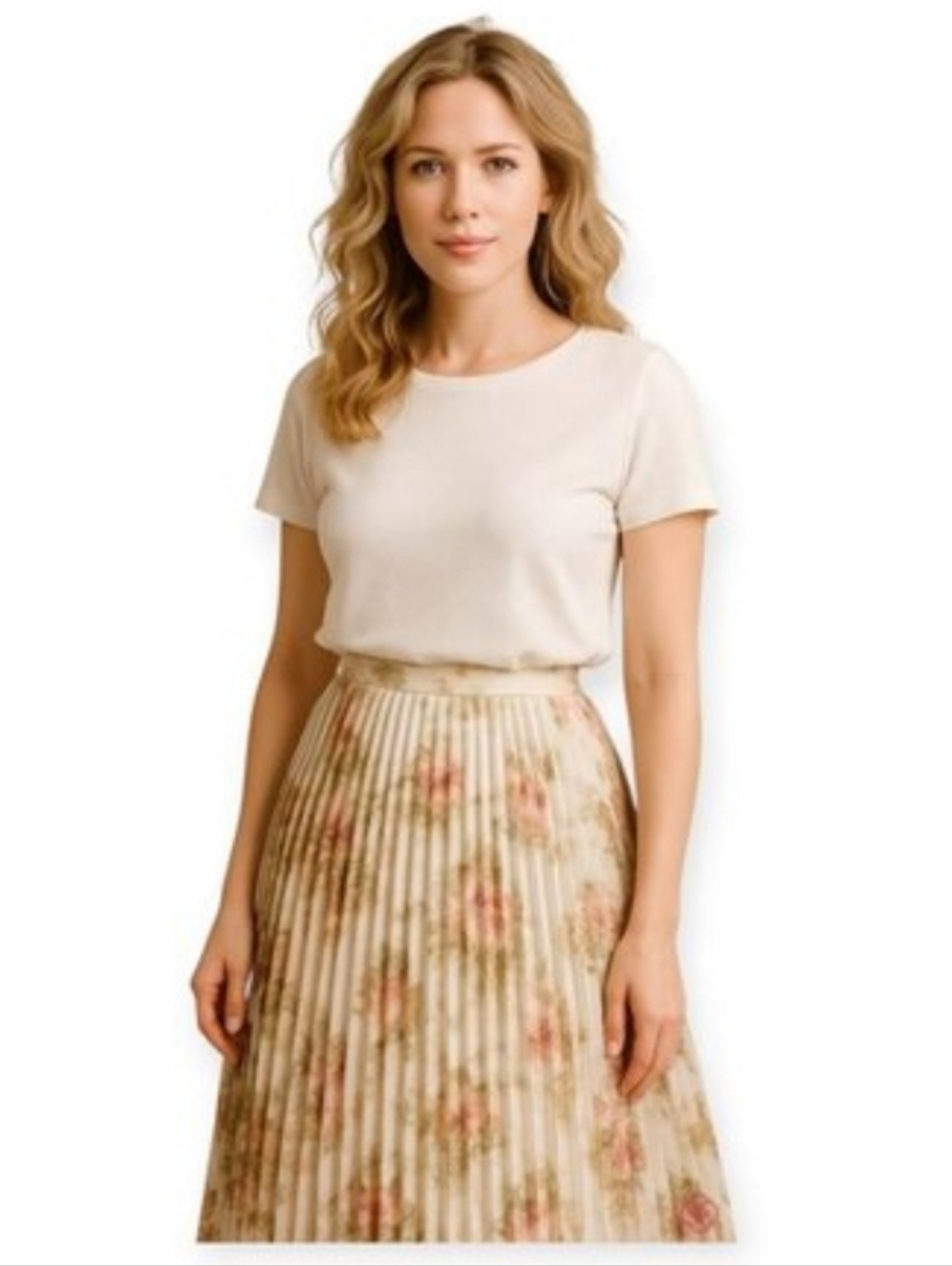 Behnaz Sarafpour Designer Floral Pleated Midi Skirt Made in Italy XS Elegant